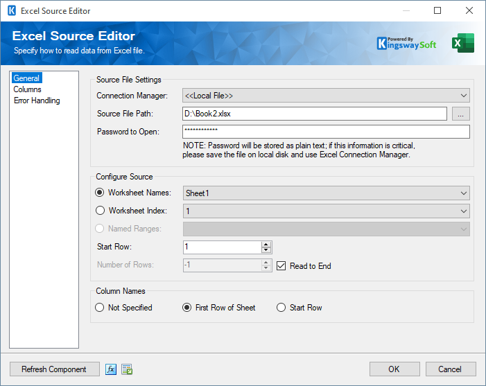SSIS Premium Excel Source Component